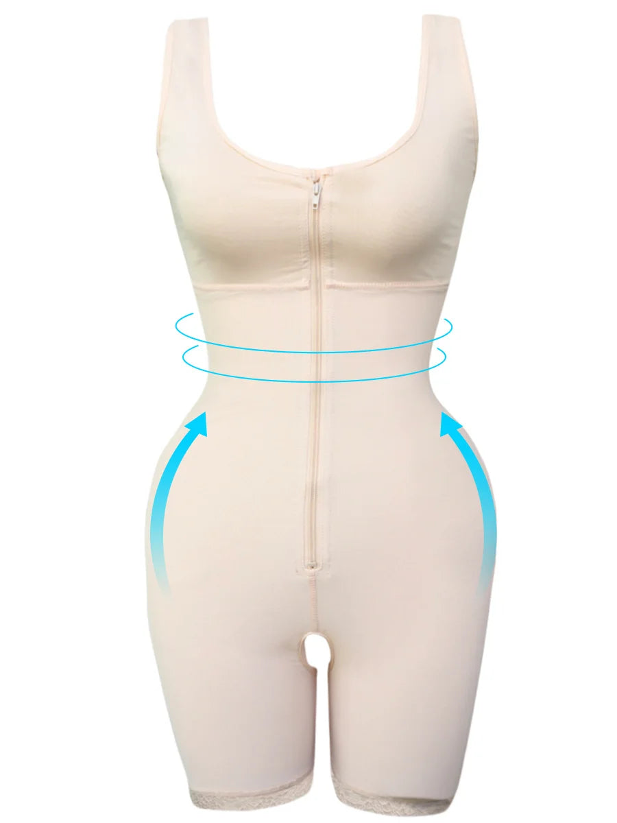 Zip & Lace Body Sculpting Shaper – Waist Cincher, Butt Lifter & Full-Body Control | S–6XL