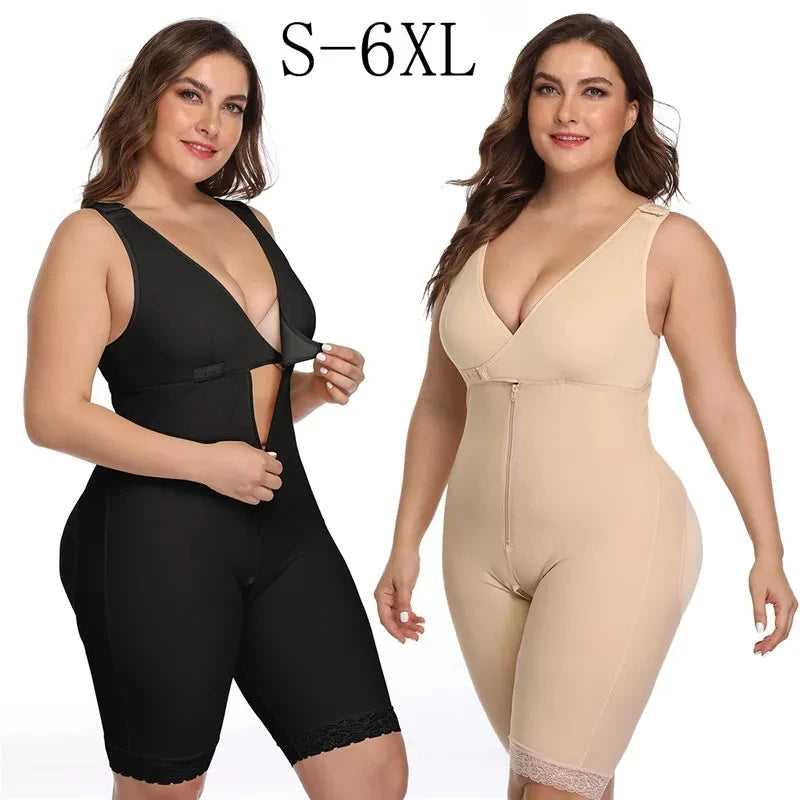 Zip & Lace Body Sculpting Shaper – Waist Cincher, Butt Lifter & Full-Body Control | S–6XL