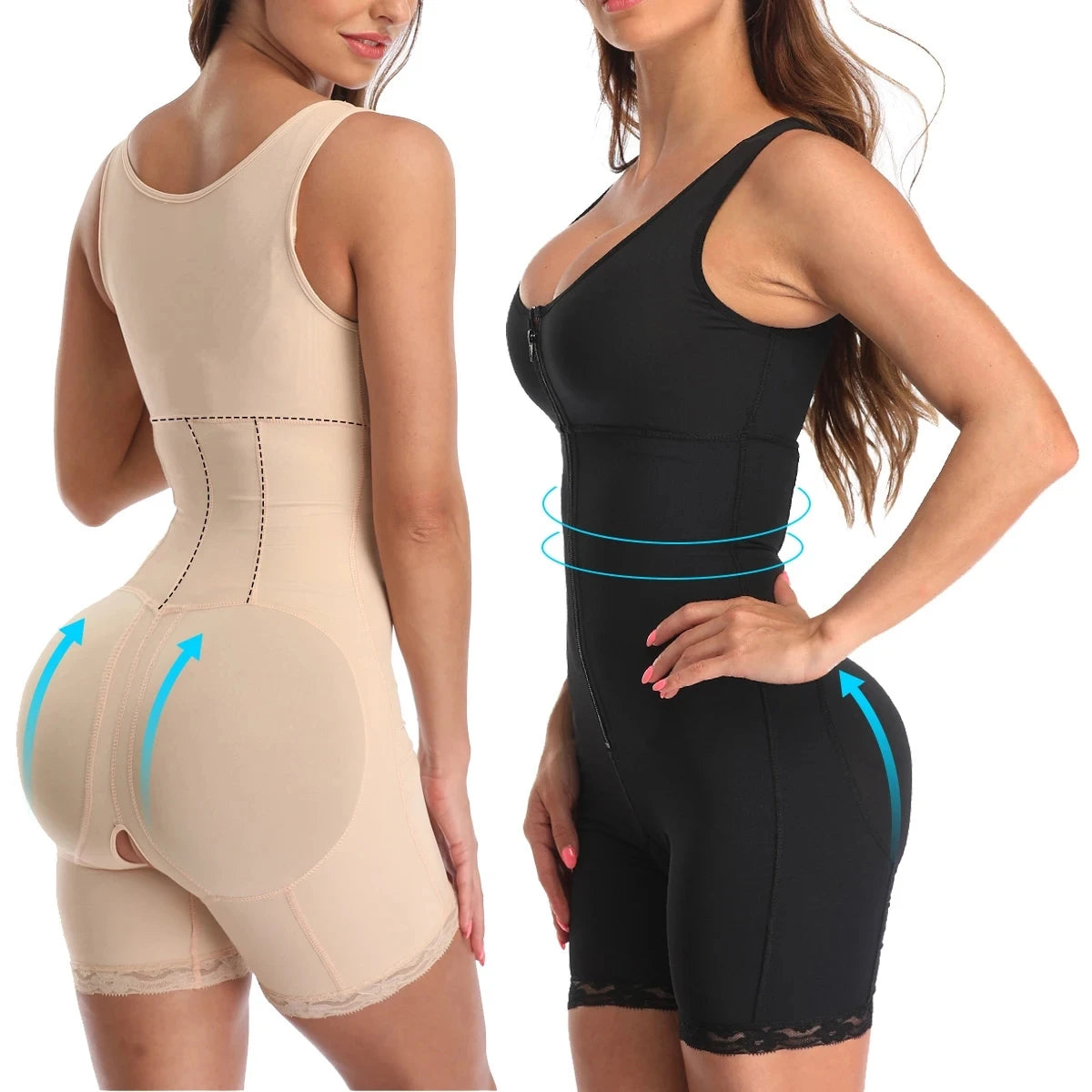 Zip & Lace Body Sculpting Shaper – Waist Cincher, Butt Lifter & Full-Body Control | S–6XL