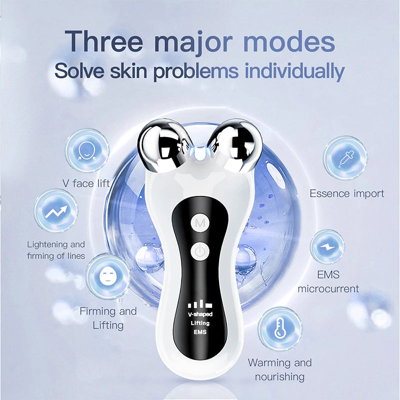 Portable V-Face Lift Roller – EMS Microcurrent Facial Tightening Massager