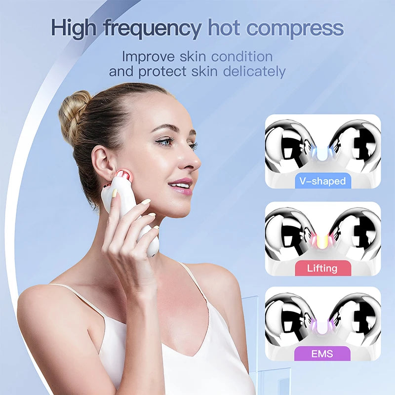 Portable V-Face Lift Roller – EMS Microcurrent Facial Tightening Massager