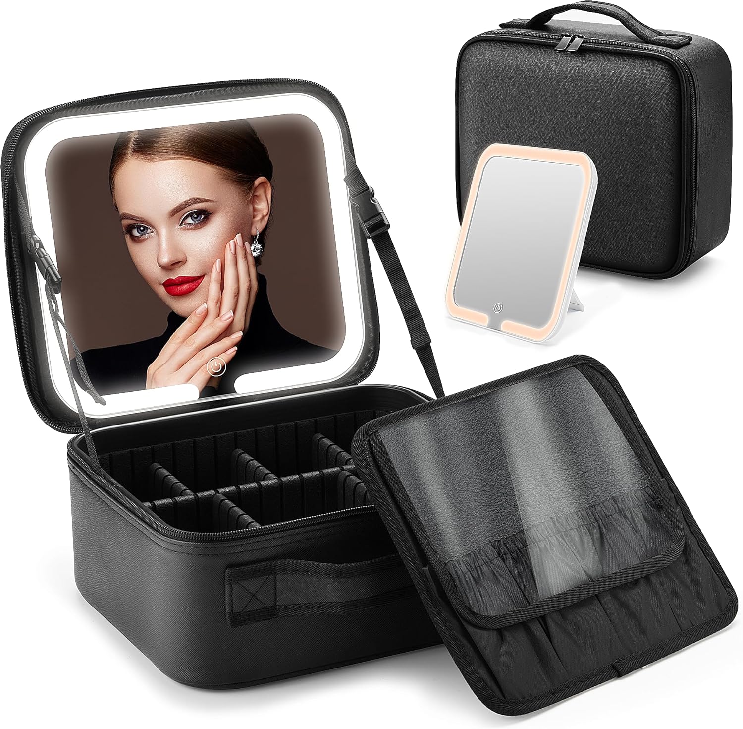 AISHIKEKE Makeup Bag with Led Mirror