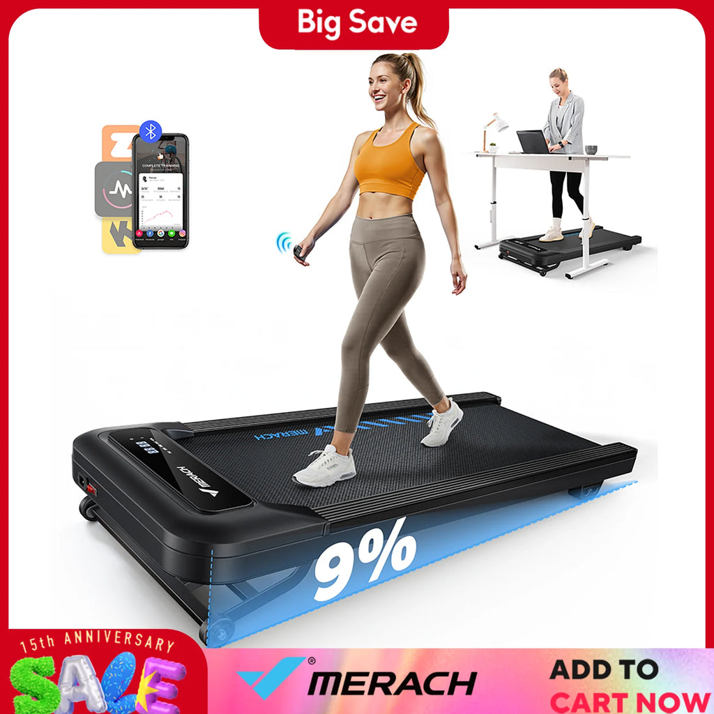 MERACH Quiet Walking Pad (WE) – Under Desk Treadmill with LED Display & Remote Control