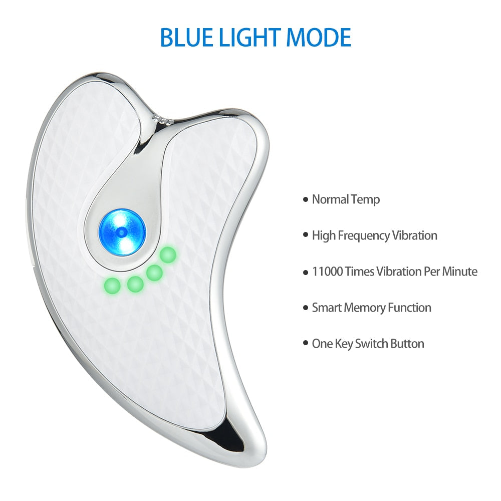 Electric Facial Scraper Red Blue LED Light Face Lift Devices GuaSha