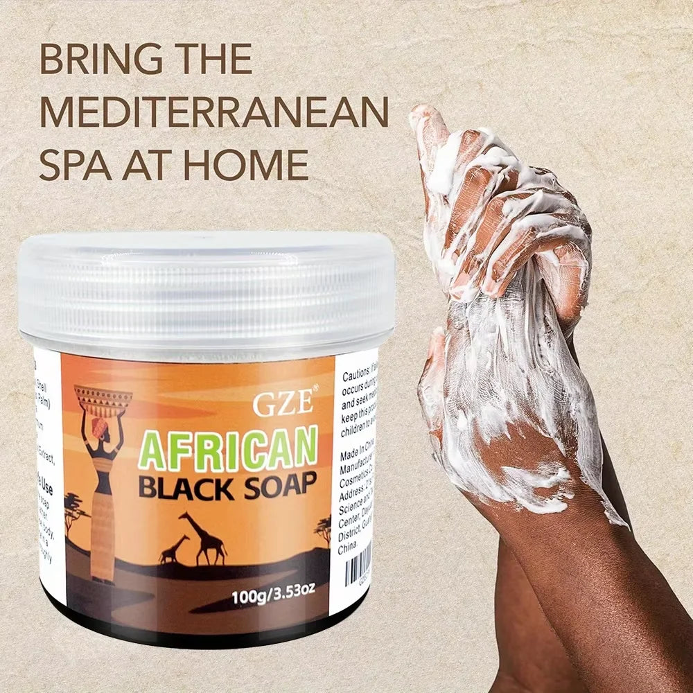 GlowTrio™ African Black Soap – 3-in-1 Cleanser for Face, Hair & Body