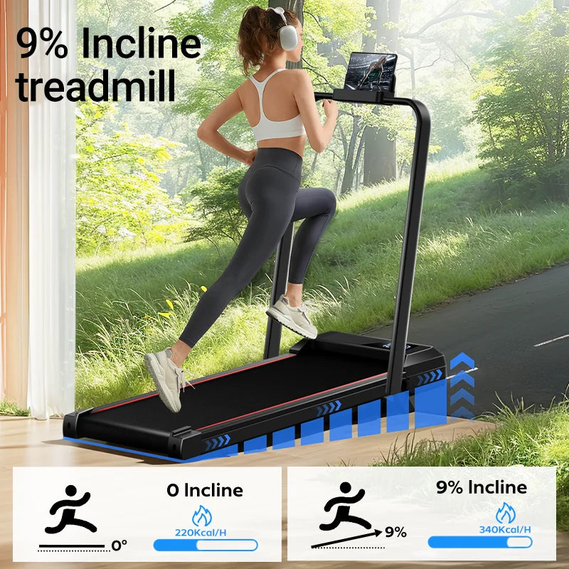 Walking Pad Treadmill: Incline, Under-Desk, Diamond Belt, Lightweight, Home/Office LED Display