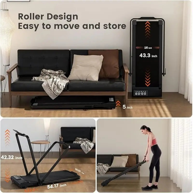 3 in 1 Walking Pad Treadmill, 300 Weight Capacity Foldable Treadmill Low Noise Under Desk Treadmills