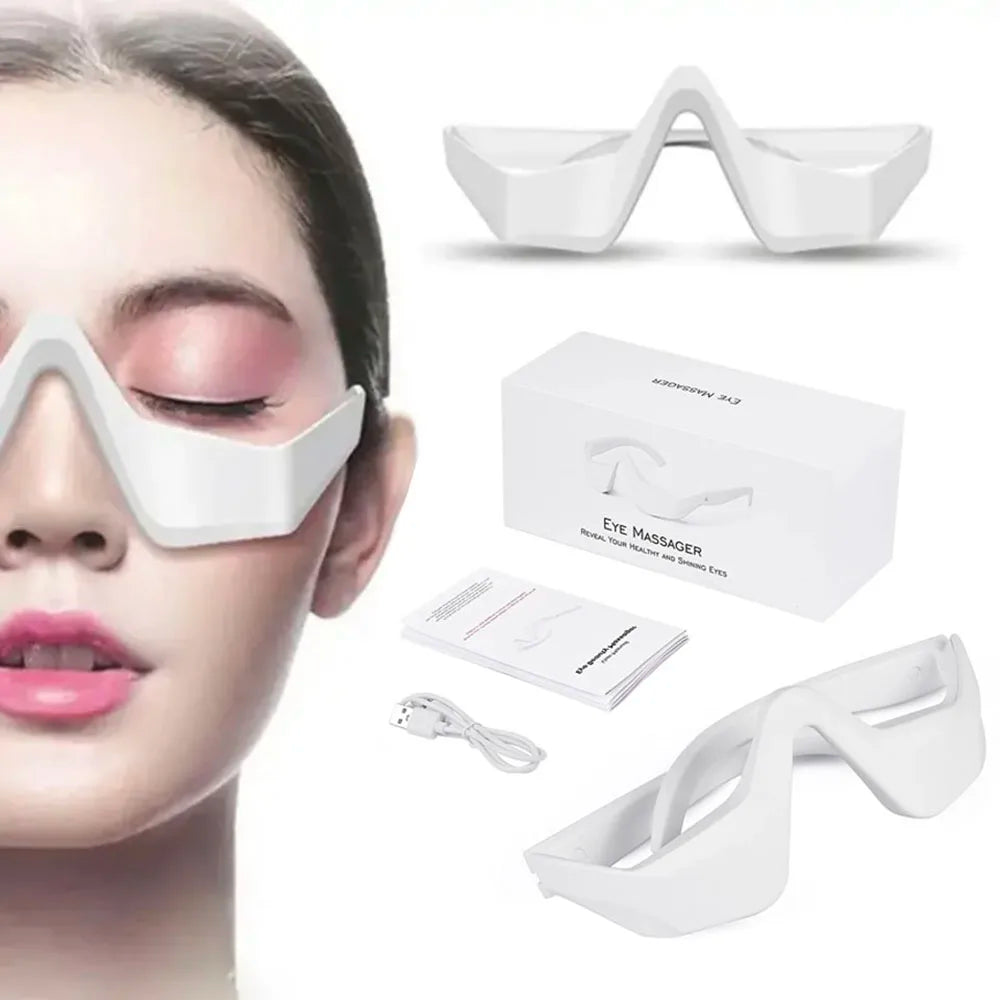 Red Light Therapy Eye Massager Glasses – Relaxing EMS Treatment for Tired Eyes, Bags & Circles