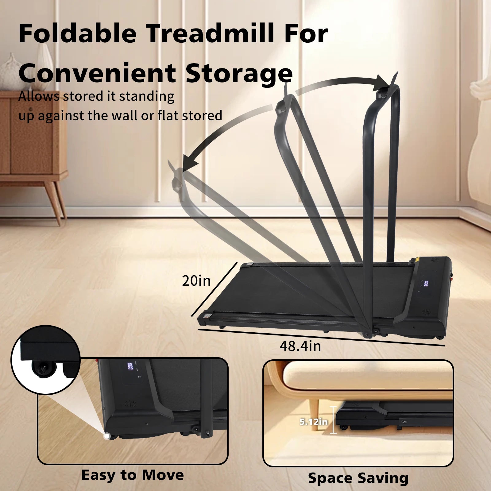 Compact 2-in-1 Treadmill – Foldable Walking Pad for Home Office Fitness (not available)