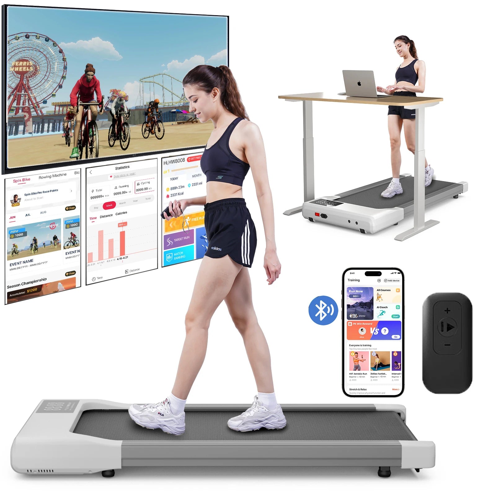 Walking Treadmill 2.5HP 1-6km/h Speed Anti-Slip Shock Absorption Portable Treadmill for Home Office Exercise Machine