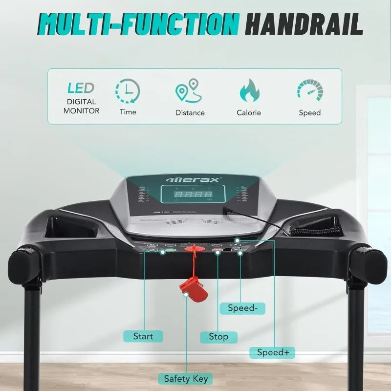 Merax Electric Folding Treadmills for Home 3 Level Incline Treadmill with Pulse Sensors