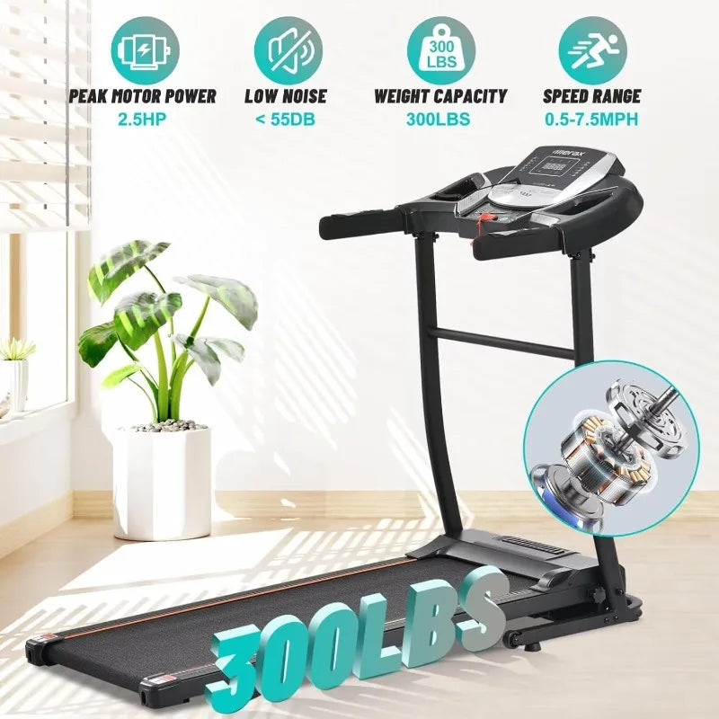 Merax Electric Folding Treadmills for Home 3 Level Incline Treadmill with Pulse Sensors