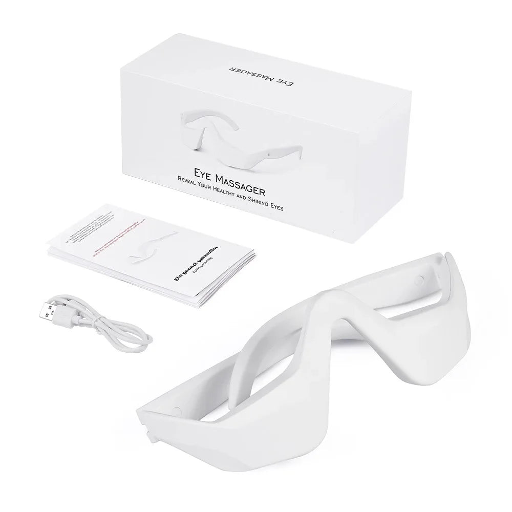 Red Light Therapy Eye Massager Glasses – Relaxing EMS Treatment for Tired Eyes, Bags & Circles