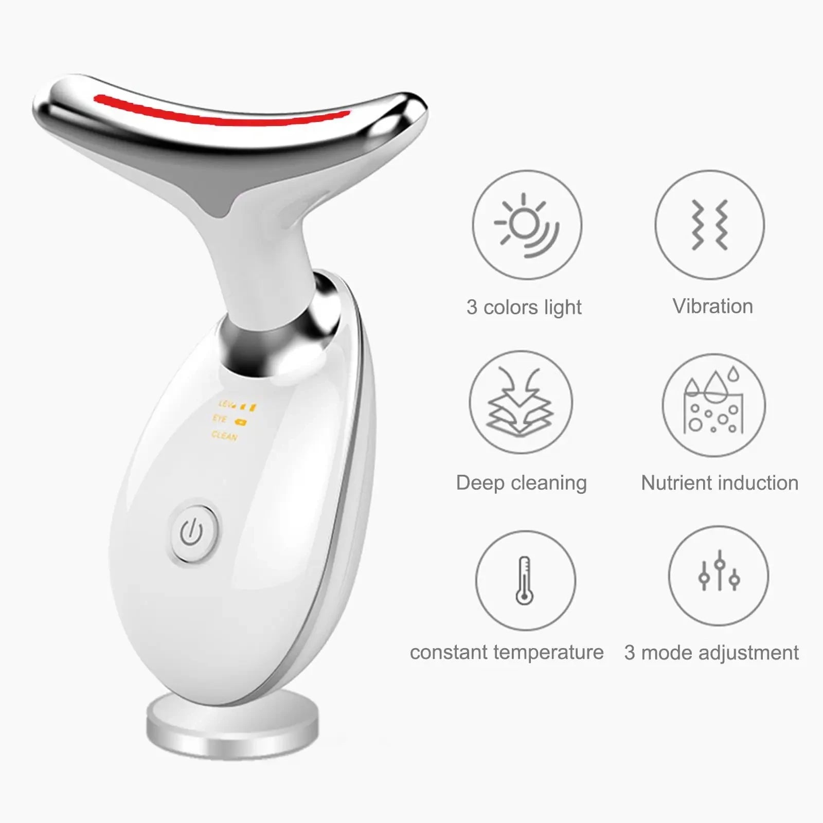 Skin Rejuvenation Device, 3-Color LED Facial and Neck Massager Machine