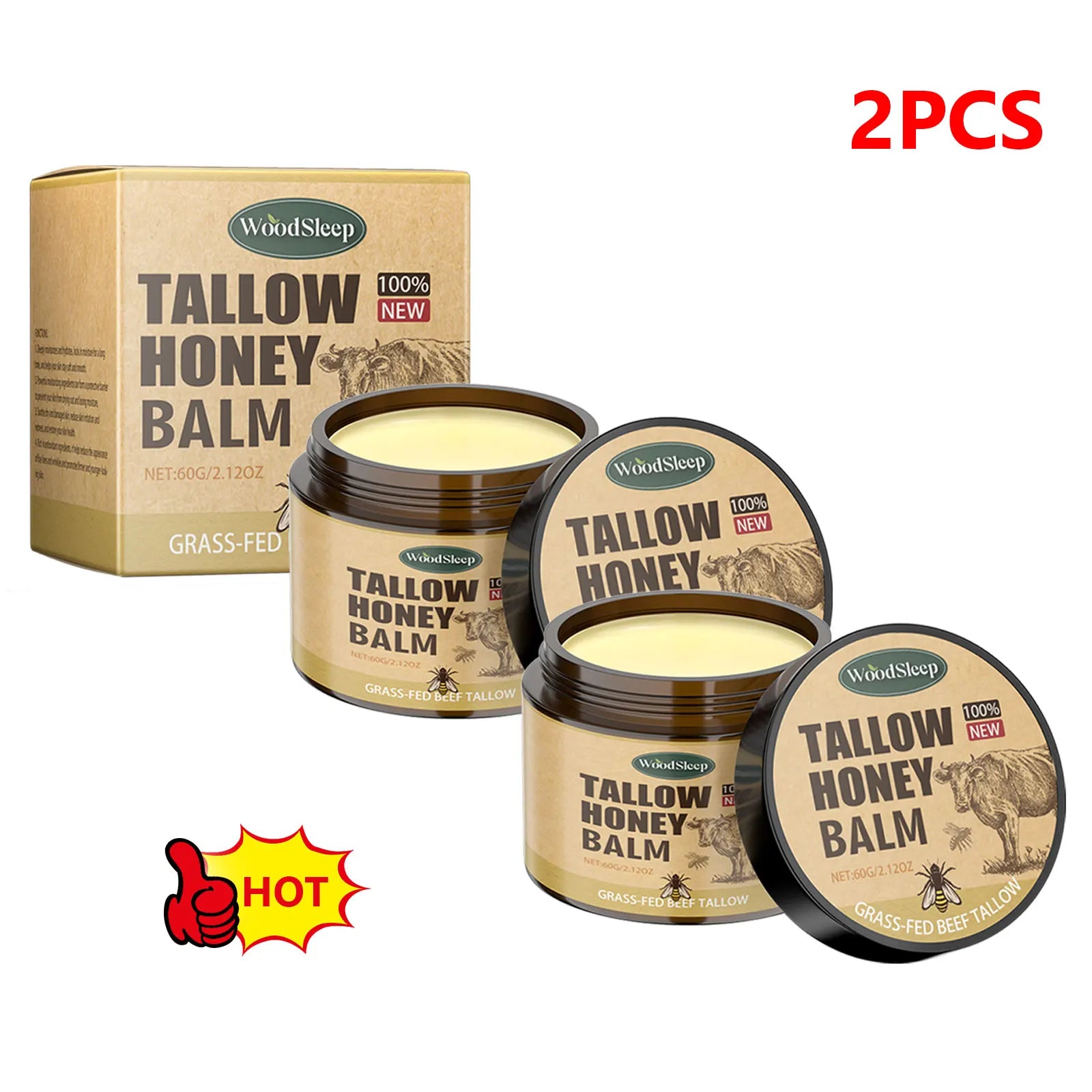 Organic Whipped Tallow & Honey Moisturizer – Grass-Fed, Fast-Absorbing Skincare for Healthy Glow