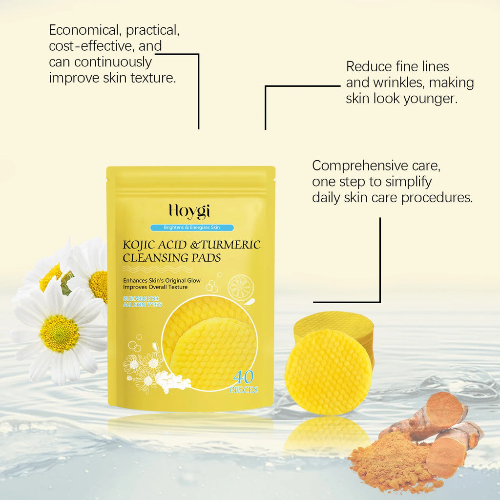 Gentle Turmeric & Kojic Acid Facial Pads – Deep Cleanse, Fade Spots, Control Oil