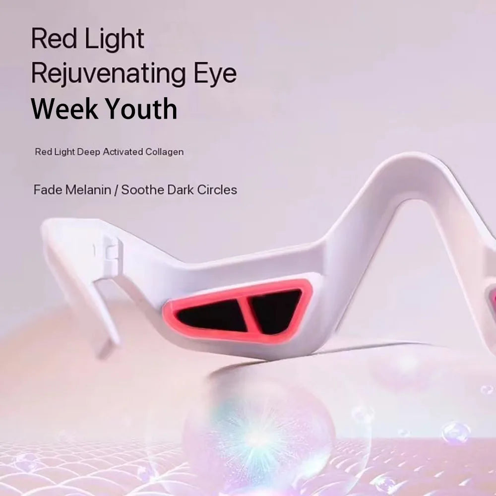 Red Light Therapy Eye Massager Glasses – Relaxing EMS Treatment for Tired Eyes, Bags & Circles