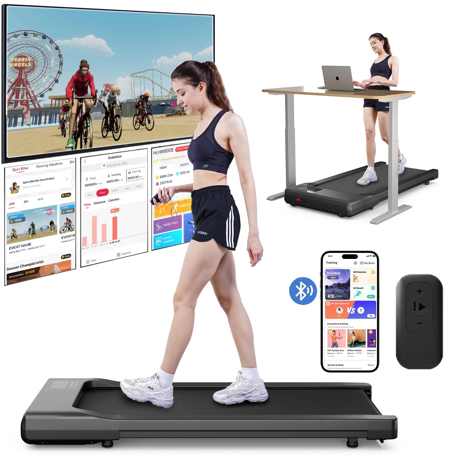 Walking Treadmill 2.5HP 1-6km/h Speed Anti-Slip Shock Absorption Portable Treadmill for Home Office Exercise Machine