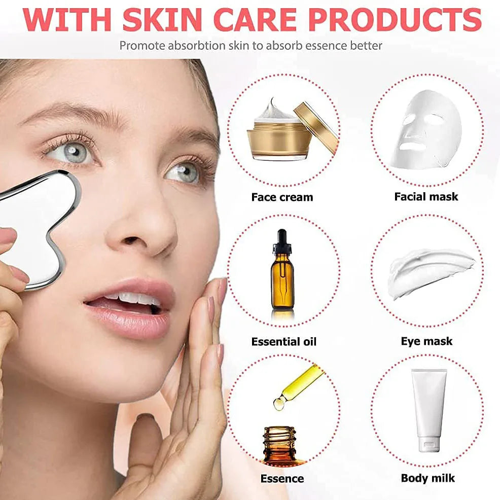 3-in-1 Ice Facial Roller & Gua Sha Set – Cooling Stainless Steel Roller + Ice Mold for Skin Tightening & Glow