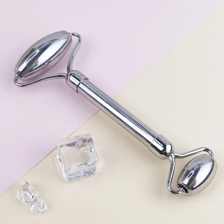 3-in-1 Ice Facial Roller & Gua Sha Set – Cooling Stainless Steel Roller + Ice Mold for Skin Tightening & Glow