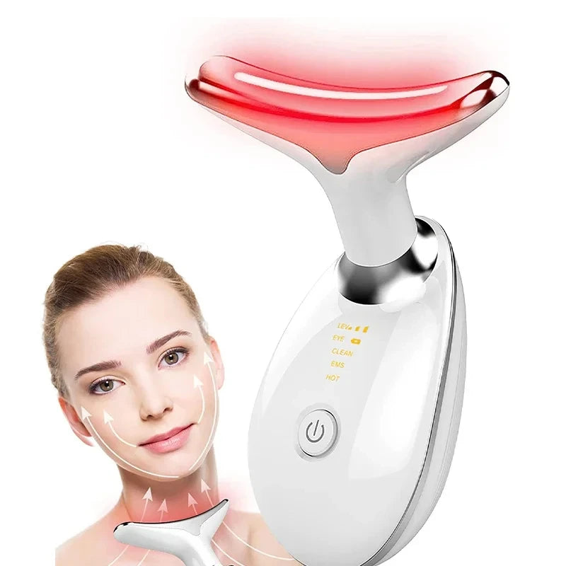 Skin Rejuvenation Device, 3-Color LED Facial and Neck Massager Machine