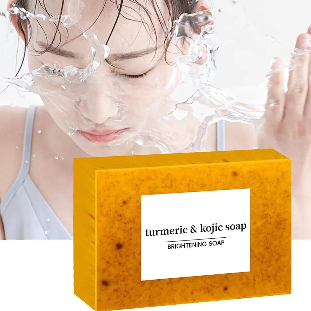 Handmade Turmeric Soap with Kojic Acid & Lemon – Skin Brightening Facial & Shower Bar 100g