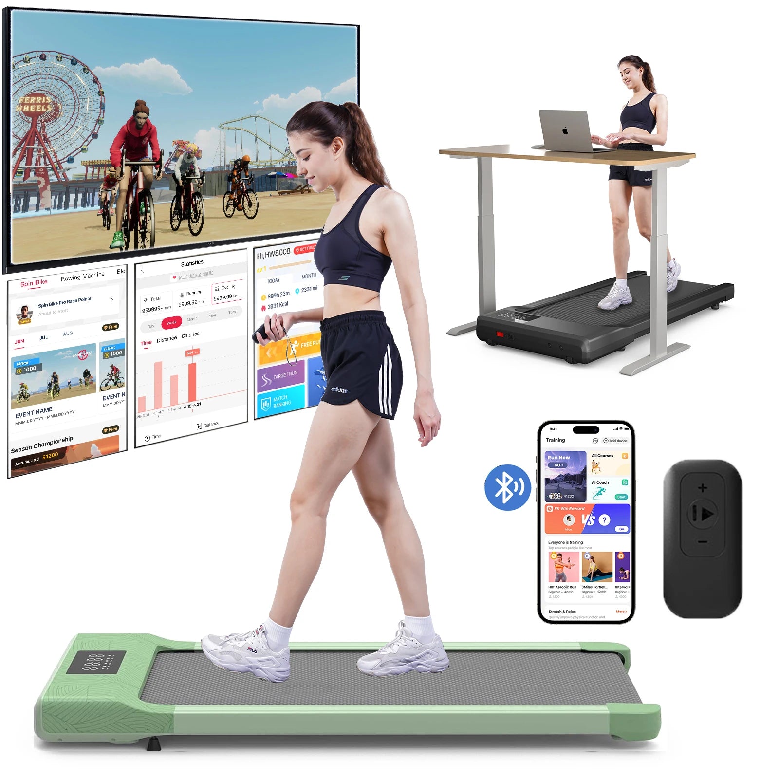 Walking Treadmill 2.5HP 1-6km/h Speed Anti-Slip Shock Absorption Portable Treadmill for Home Office Exercise Machine