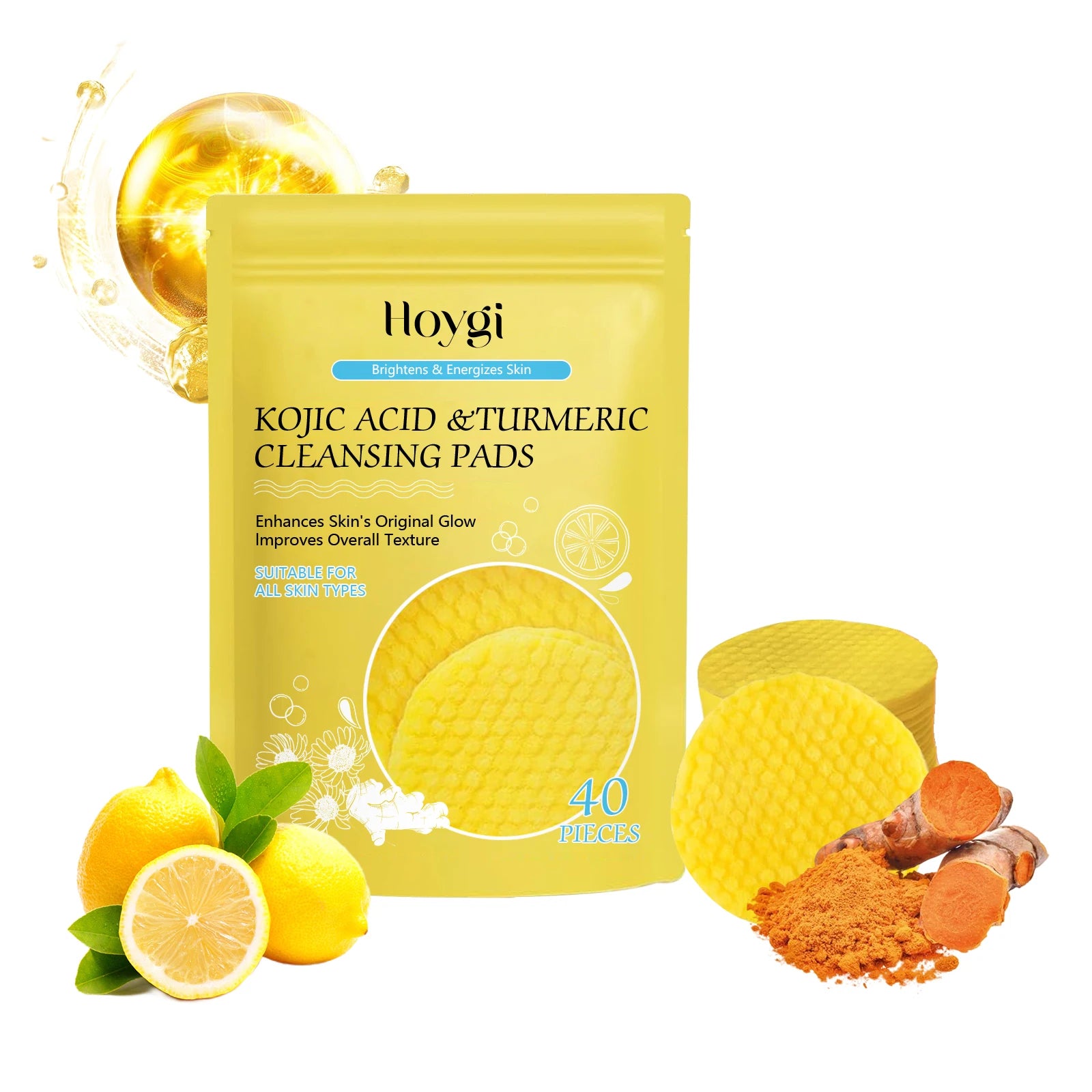 Gentle Turmeric & Kojic Acid Facial Pads – Deep Cleanse, Fade Spots, Control Oil