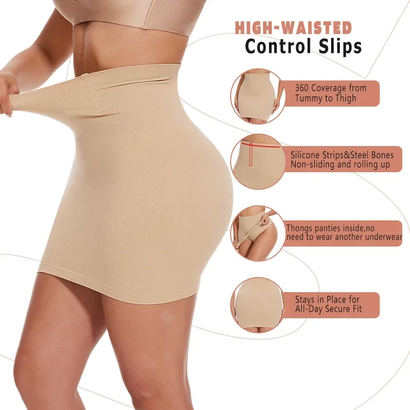 SmoothBloom™ Control Slip – Hi-Waist Underskirt with Thong Shaper Magic