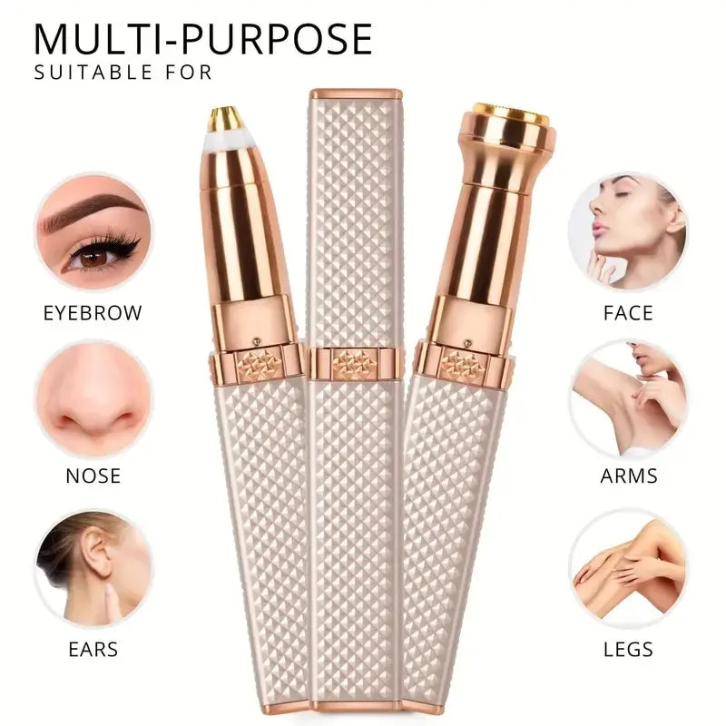2-in-1 Rechargeable Eyebrow & Facial Hair Trimmer with LED Light