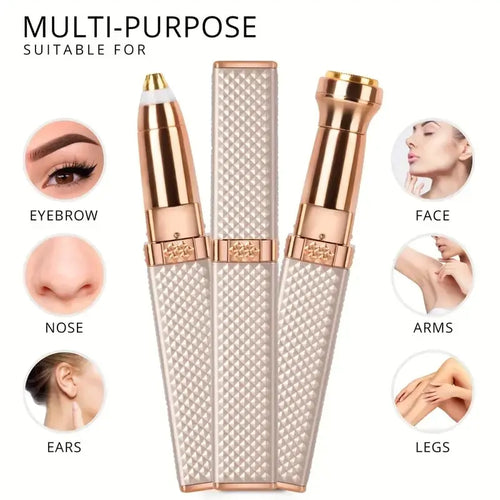 2-in-1 Rechargeable Eyebrow & Facial Hair Trimmer with LED Light