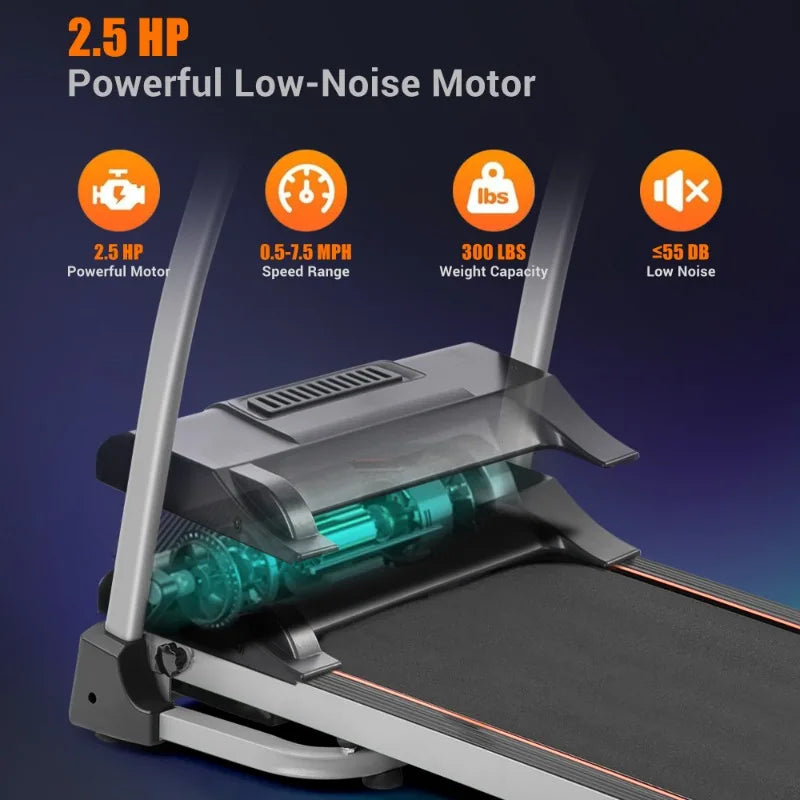 Easy-Fold Treadmill – 2.5HP Motor, 3-Level Incline, Pulse Monitor & Tablet Holder