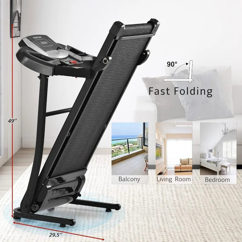 Merax Electric Folding Treadmills for Home 3 Level Incline Treadmill with Pulse Sensors