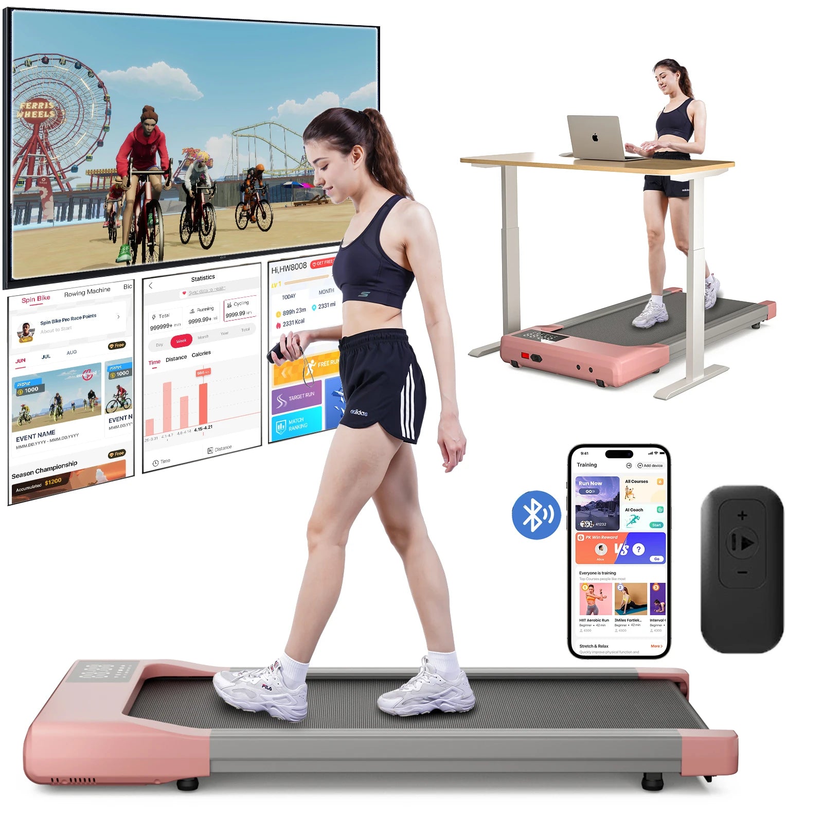 Walking Treadmill 2.5HP 1-6km/h Speed Anti-Slip Shock Absorption Portable Treadmill for Home Office Exercise Machine