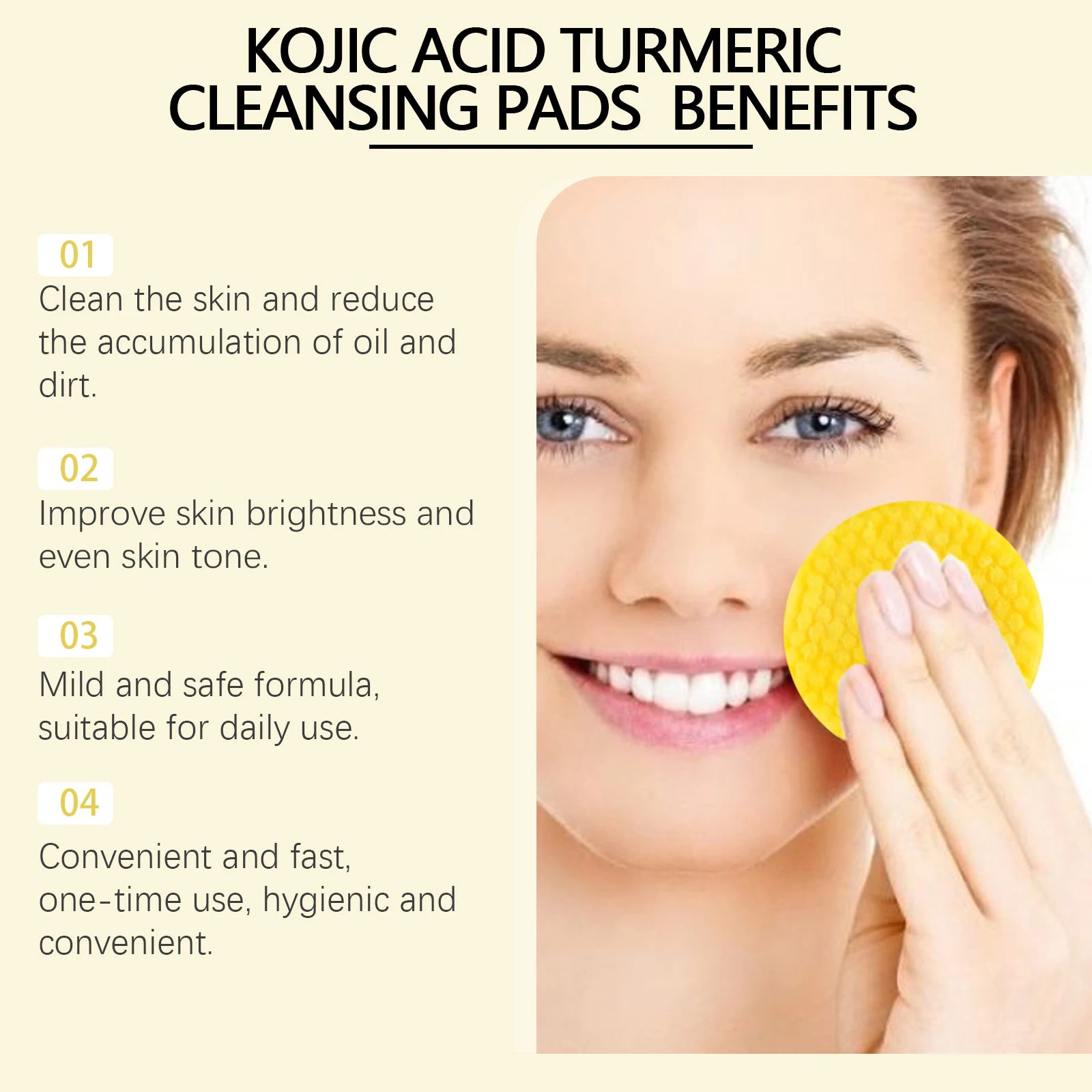 Gentle Turmeric & Kojic Acid Facial Pads – Deep Cleanse, Fade Spots, Control Oil