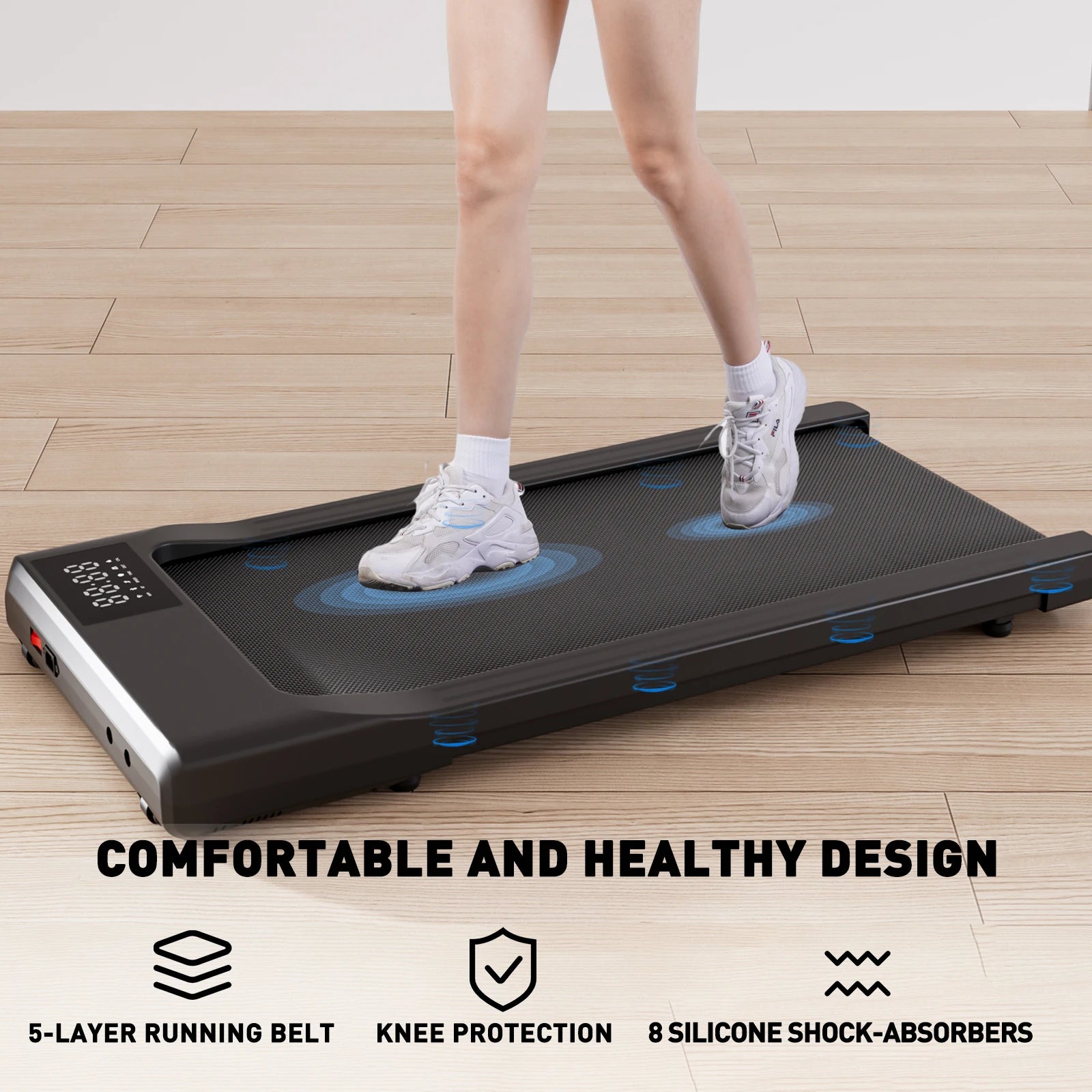 Walking Treadmill 2.5HP 1-6km/h Speed Anti-Slip Shock Absorption Portable Treadmill for Home Office Exercise Machine