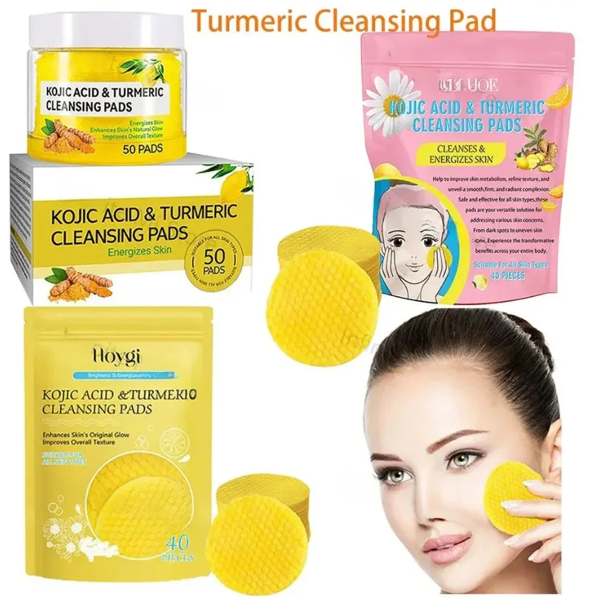 Gentle Turmeric & Kojic Acid Facial Pads – Deep Cleanse, Fade Spots, Control Oil