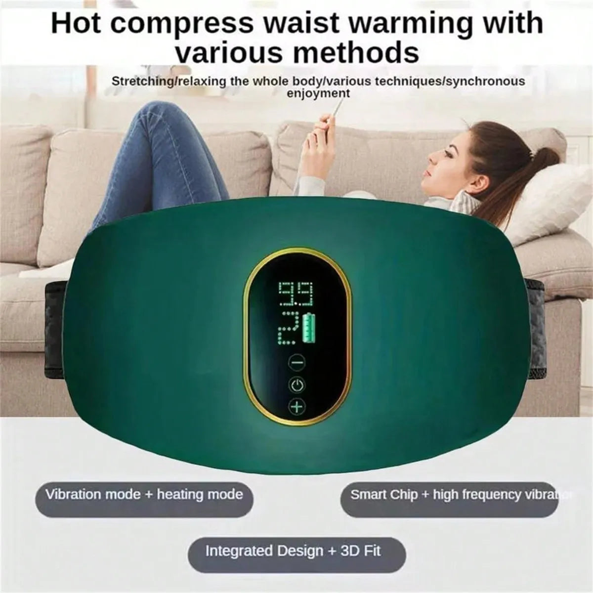 Abdominal Massager Home Abdominal Massage Instrument Body Massage 3 Modes USB Rechargeable Smart Waist Massager
