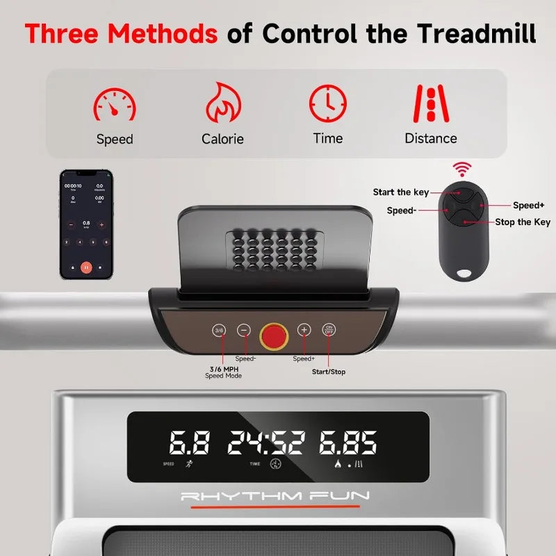 Foldable Treadmill for Home Gym - Rhythm Fun Portable Walking Pad Treadmill