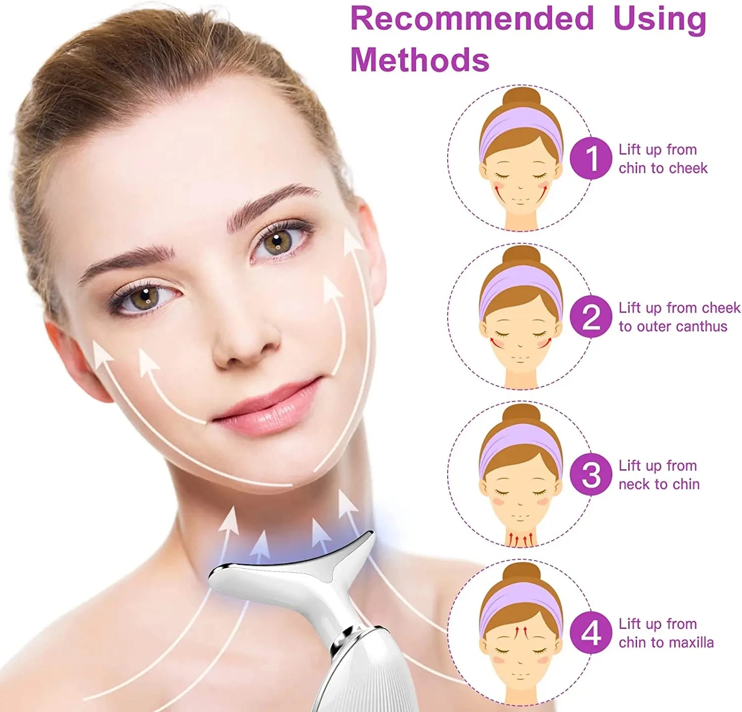 Skin Rejuvenation Device, 3-Color LED Facial and Neck Massager Machine