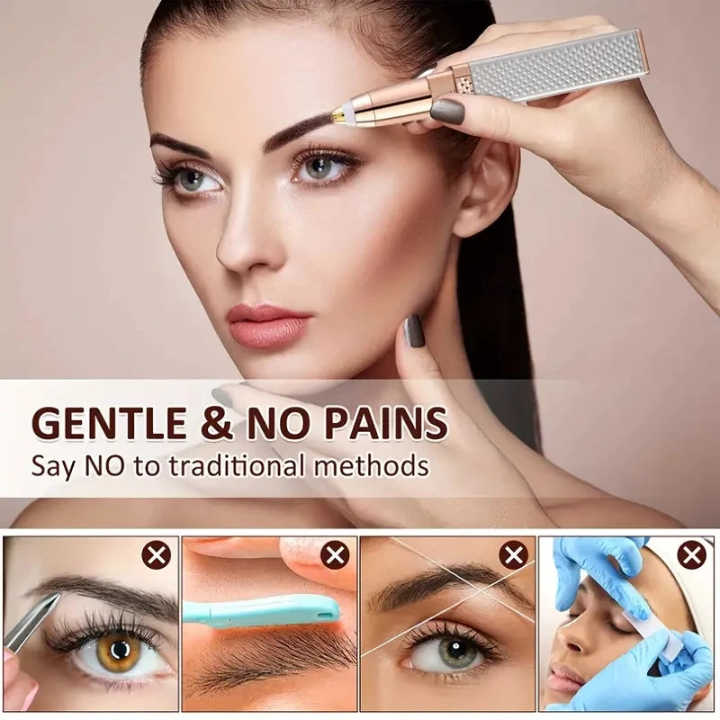 2-in-1 Rechargeable Eyebrow & Facial Hair Trimmer with LED Light