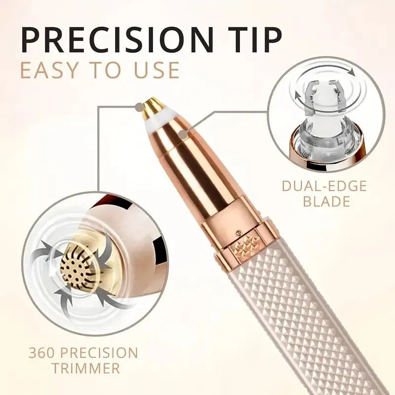 2-in-1 Rechargeable Eyebrow & Facial Hair Trimmer with LED Light
