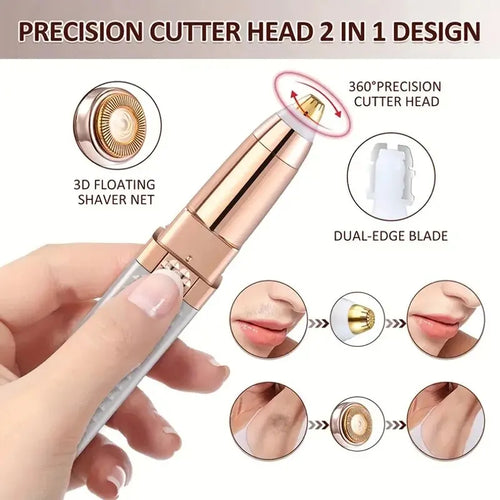2-in-1 Rechargeable Eyebrow & Facial Hair Trimmer with LED Light