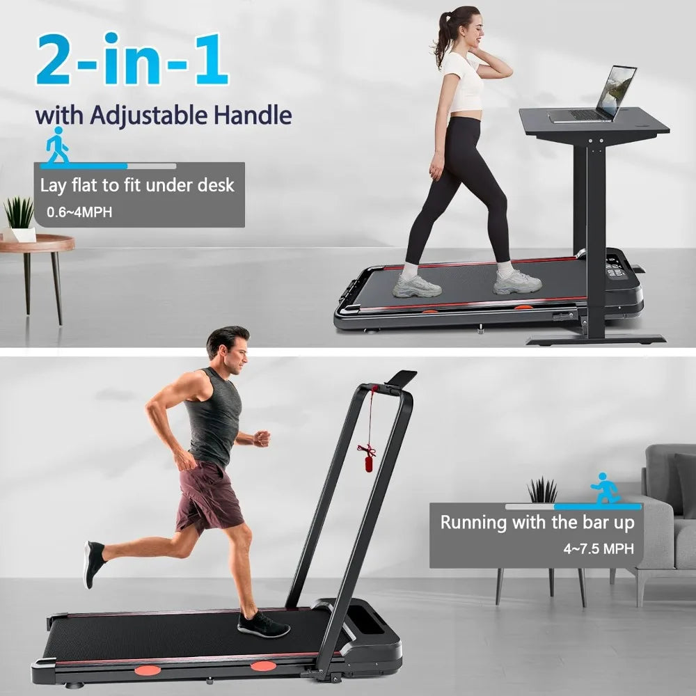 Folding Walking Pad Treadmill – (A) 3-in-1 Design with Handle, 2.5HP Motor & 300 lb Weight Capacity