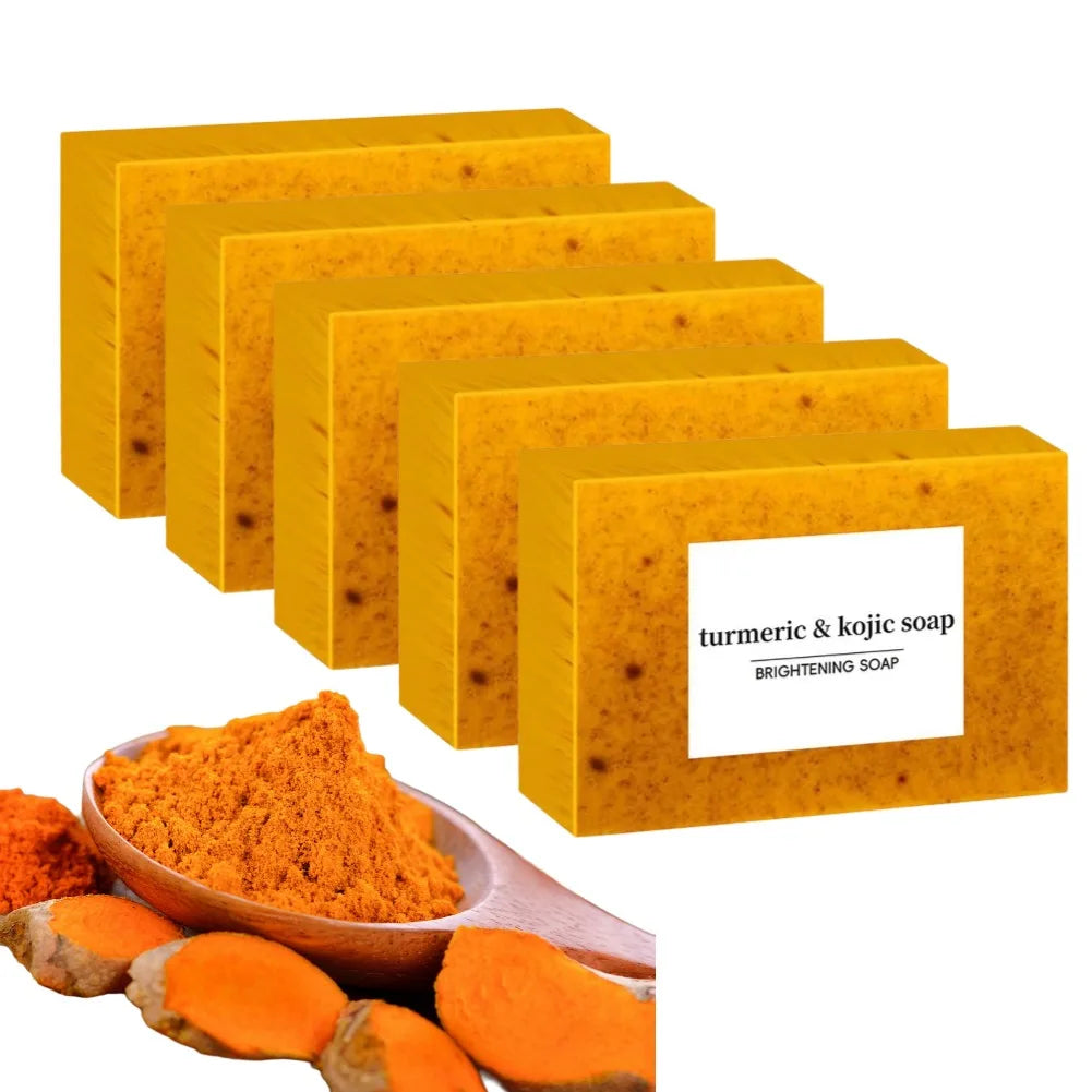 Handmade Turmeric Soap with Kojic Acid & Lemon – Skin Brightening Facial & Shower Bar 100g