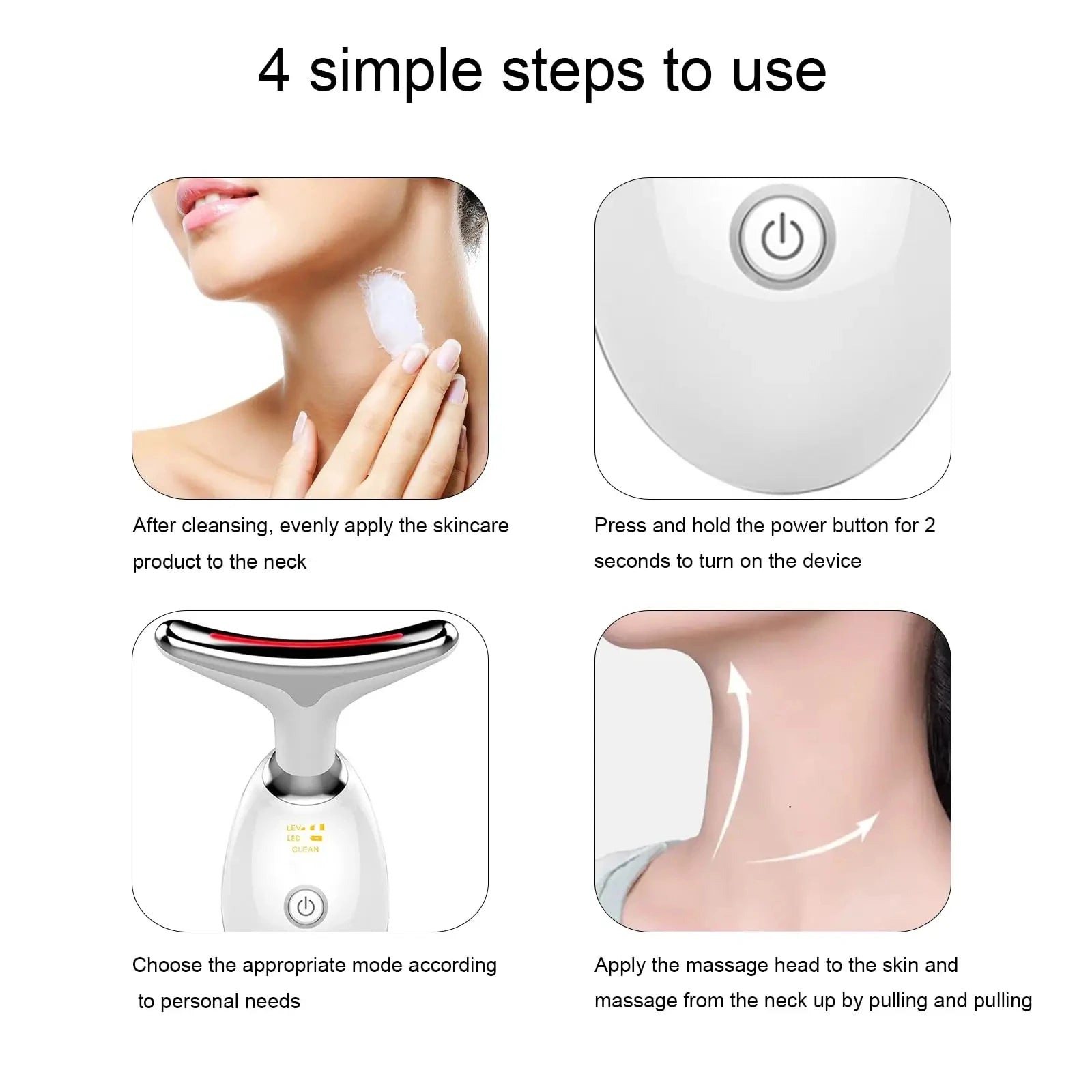 Skin Rejuvenation Device, 3-Color LED Facial and Neck Massager Machine