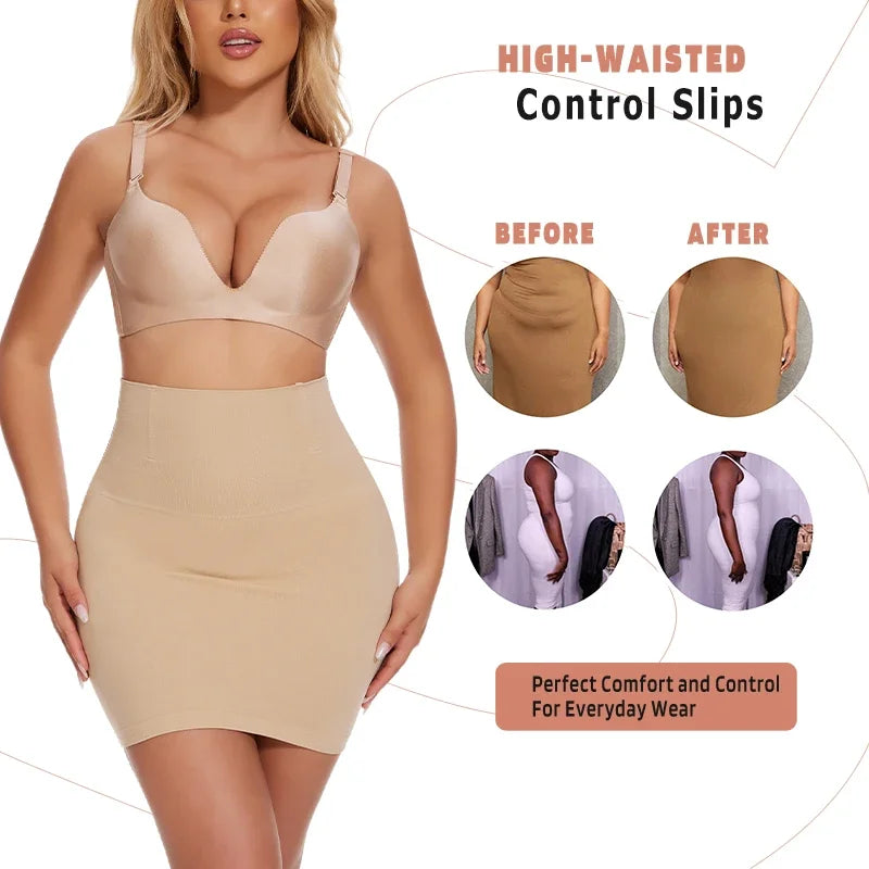 SmoothBloom™ Control Slip – Hi-Waist Underskirt with Thong Shaper Magic