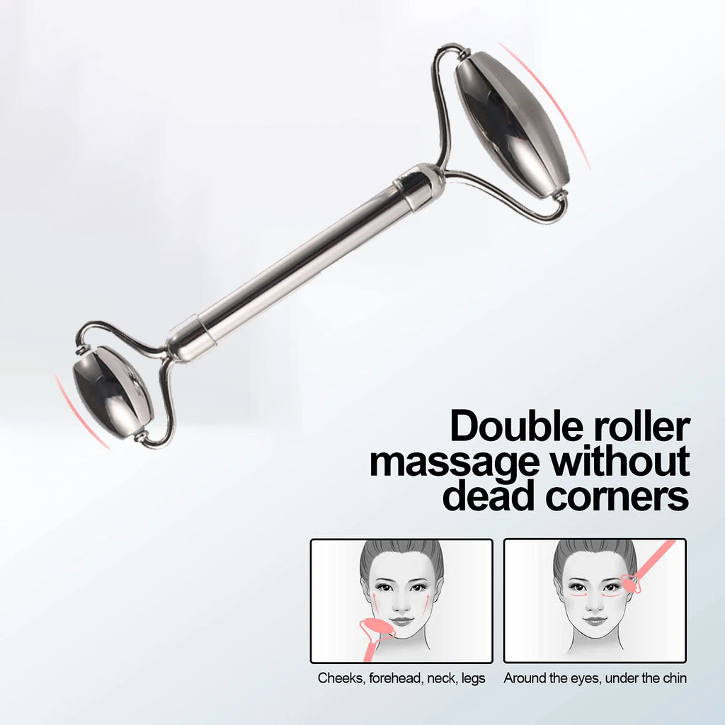 3-in-1 Ice Facial Roller & Gua Sha Set – Cooling Stainless Steel Roller + Ice Mold for Skin Tightening & Glow