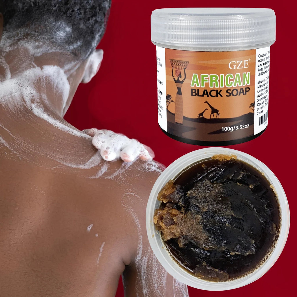 GlowTrio™ African Black Soap – 3-in-1 Cleanser for Face, Hair & Body