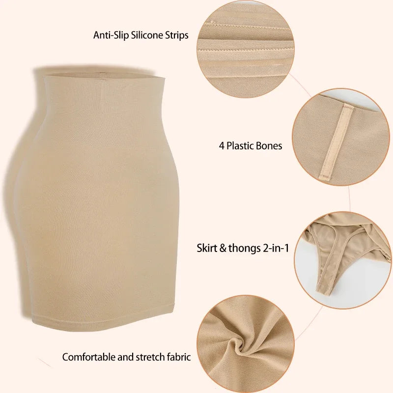 SmoothBloom™ Control Slip – Hi-Waist Underskirt with Thong Shaper Magic